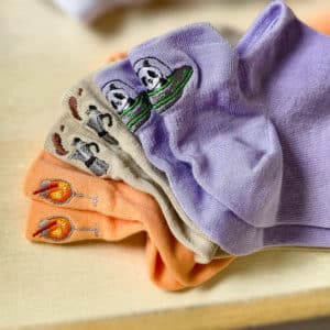 Lot de 3 chaussettes colorées courtes brodées