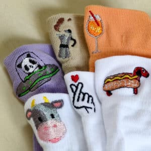 Lot de 6 chaussettes courtes brodées