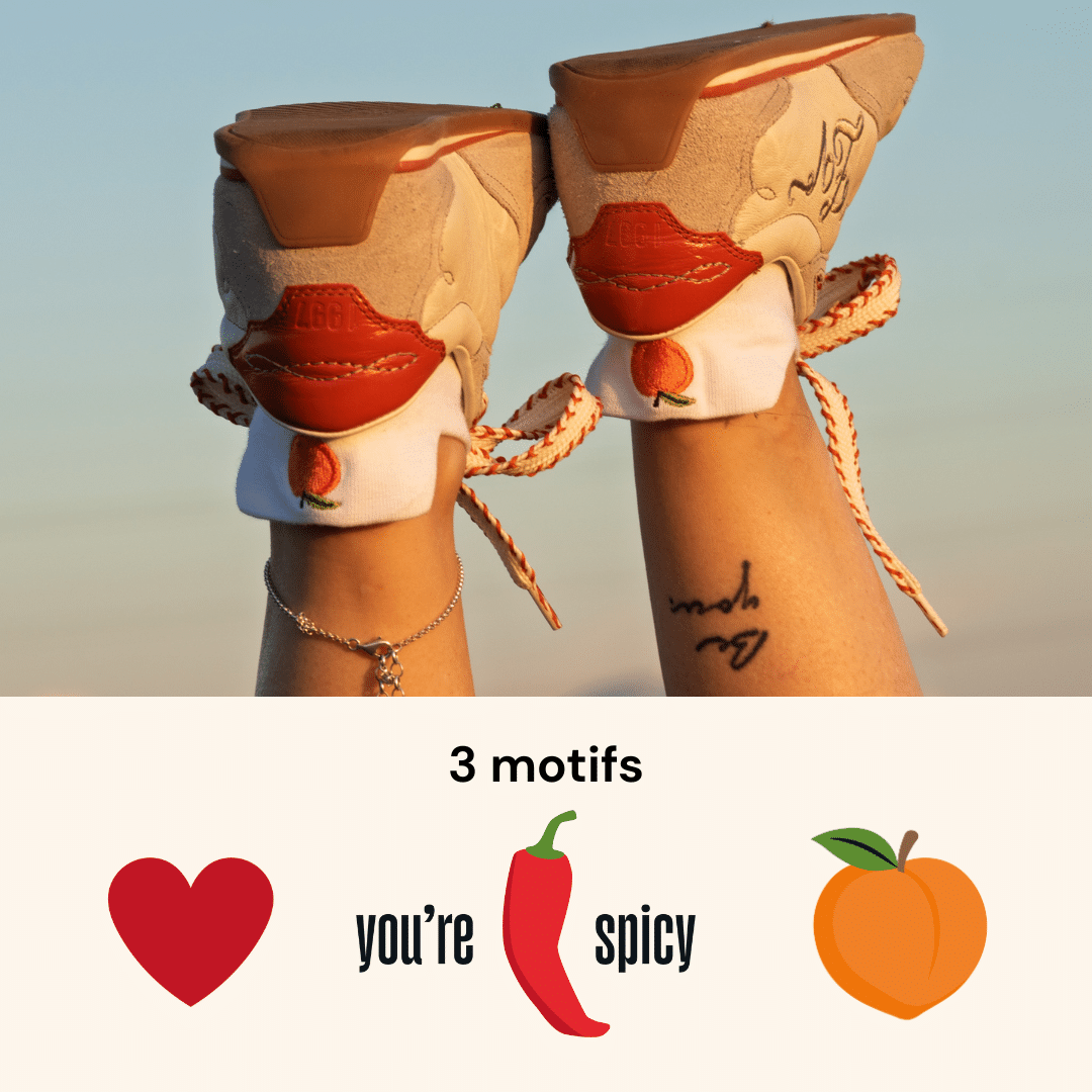 Pack Don't Catch Feelings - chaussettes courtes broderie cœur, piment et pêche