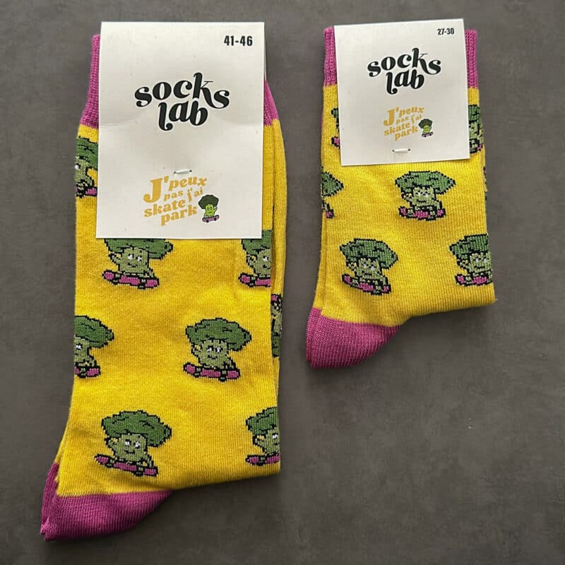 Chaussettes assorties parent-enfant brocoli skater - SocksLab